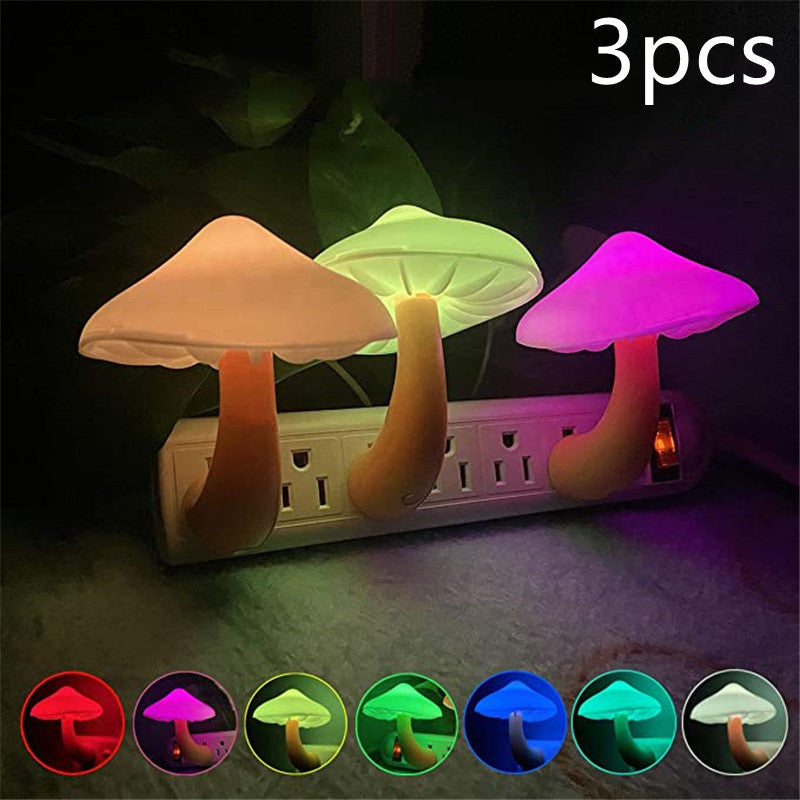 Mushroom LED Night Light - Warm Glow, Smart Sensor, EU/US/AU/UK Plug