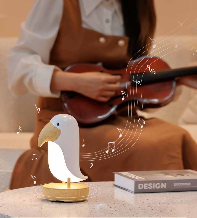 Charming Wooden Bird Table Lamp – Creative Bedroom Décor