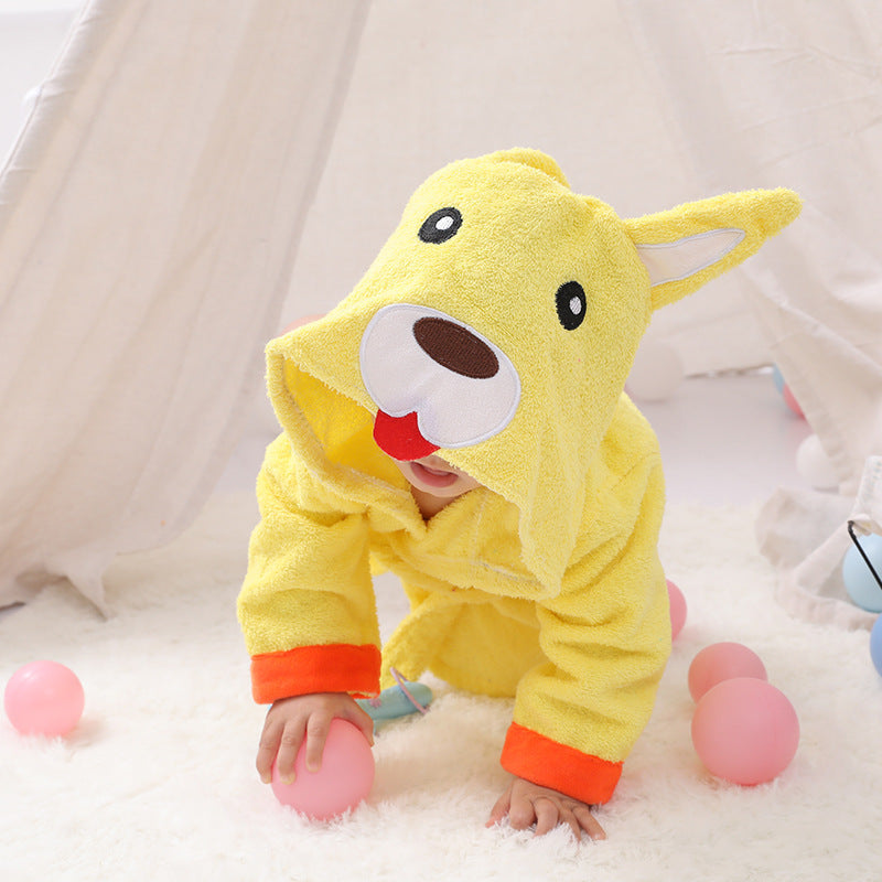 Cartoon Animal Hooded Baby Bathrobe - Soft & Adorable