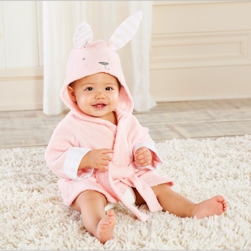 Cartoon Animal Hooded Baby Bathrobe - Soft & Adorable