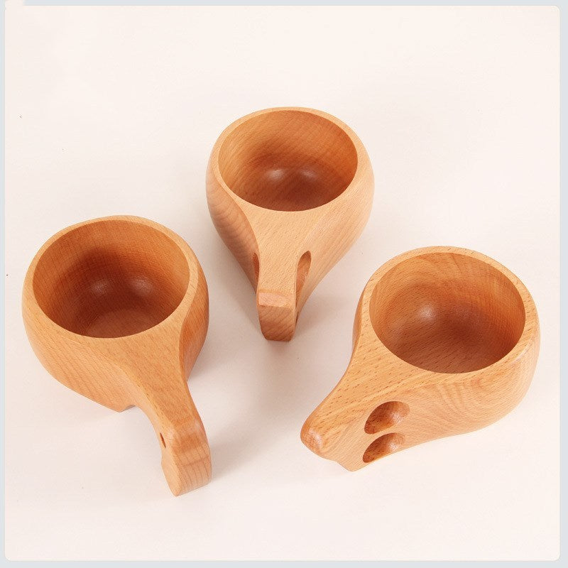 Handcrafted Beech Wood Coffee Cup – Finnish-Style Kuksa Mug