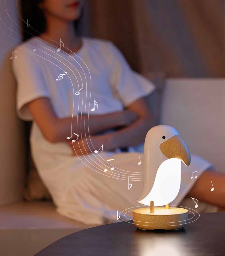 Charming Wooden Bird Table Lamp – Creative Bedroom Décor