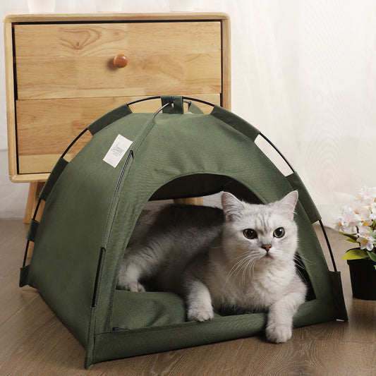 Pet Tent with Cooling Mat—Cozy Cat Bed & Dog House with Cushion