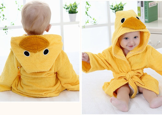 Cartoon Animal Hooded Baby Bathrobe - Soft & Adorable