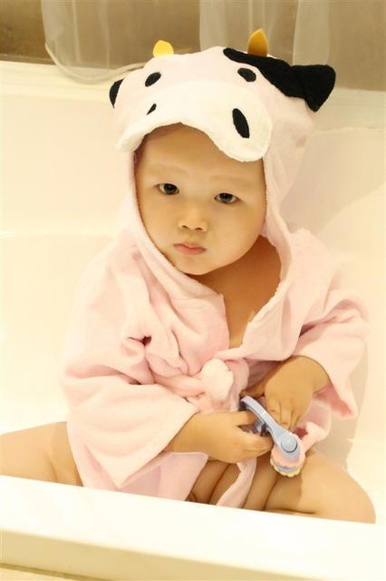 Cartoon Animal Hooded Baby Bathrobe - Soft & Adorable