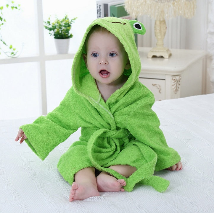 Cartoon Animal Hooded Baby Bathrobe - Soft & Adorable