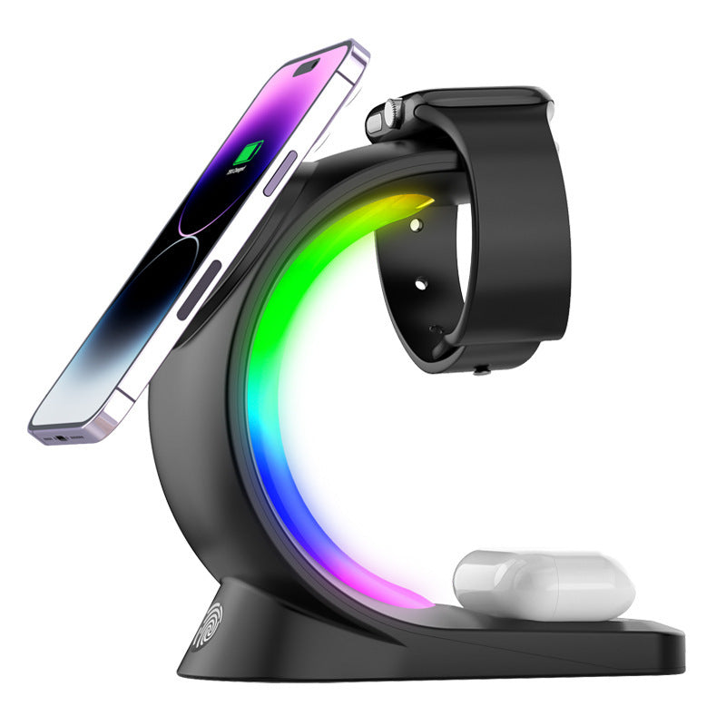 4-in-1 Magnetic Wireless Charger – Fast Charging for iPhone, AirPods & Apple Watch with RGB Lights ⚡