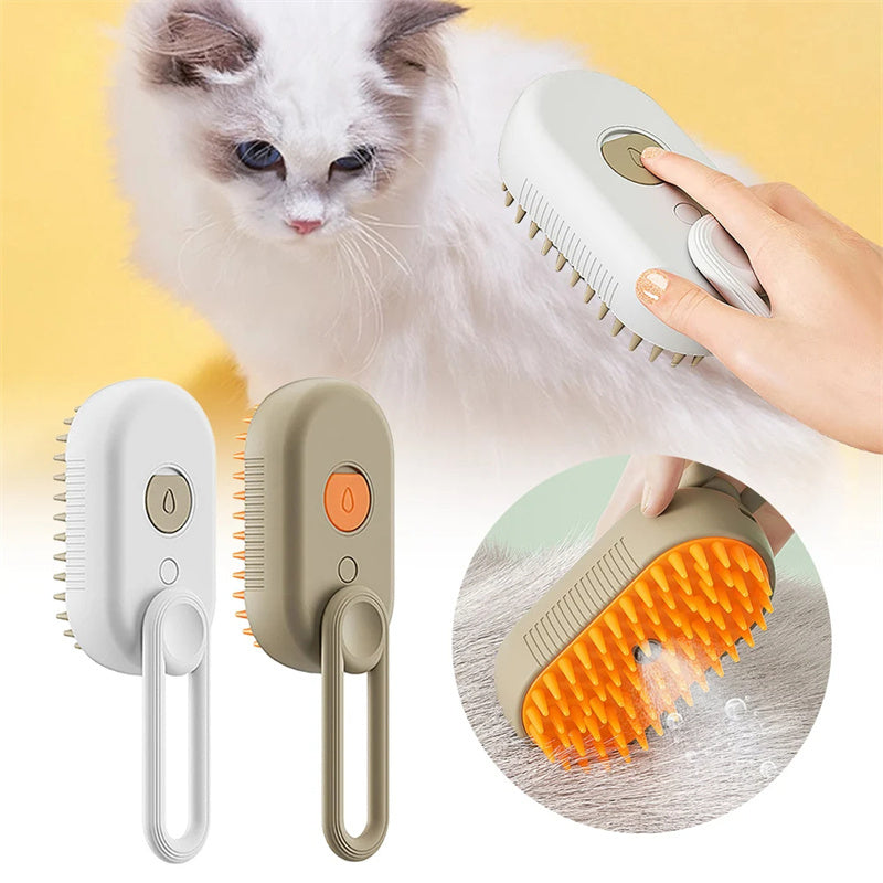 3-in-1 Electric Pet Grooming Brush—Steam Massage & Hair Removal for Cats & Dogs