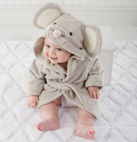 Cartoon Animal Hooded Baby Bathrobe - Soft & Adorable