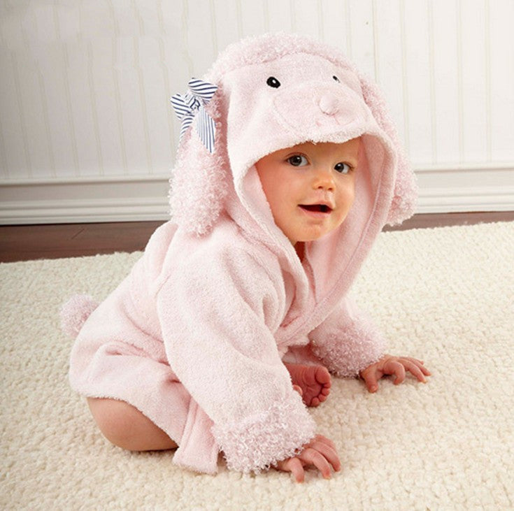 Cartoon Animal Hooded Baby Bathrobe - Soft & Adorable