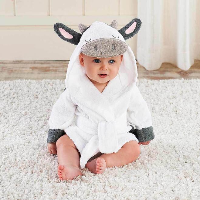 Cartoon Animal Hooded Baby Bathrobe - Soft & Adorable