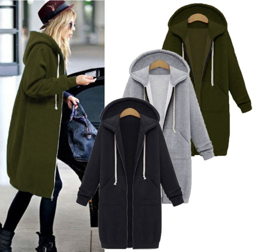 Cozy Hooded Long-Sleeve Winter Sweater Jacket for Women