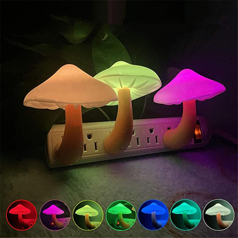 Mushroom LED Night Light - Warm Glow, Smart Sensor, EU/US/AU/UK Plug