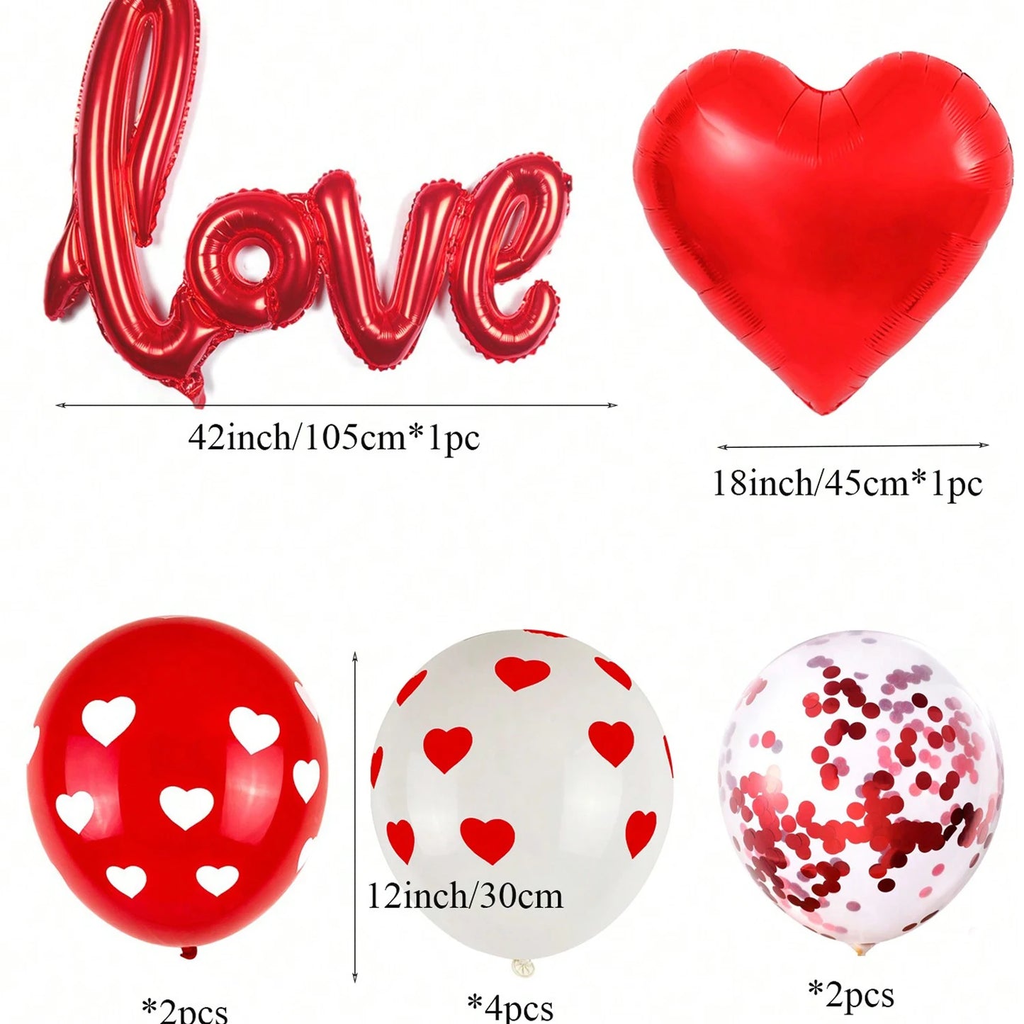 Love Printed Latex Balloons with Sequins – Romantic Decoration Set