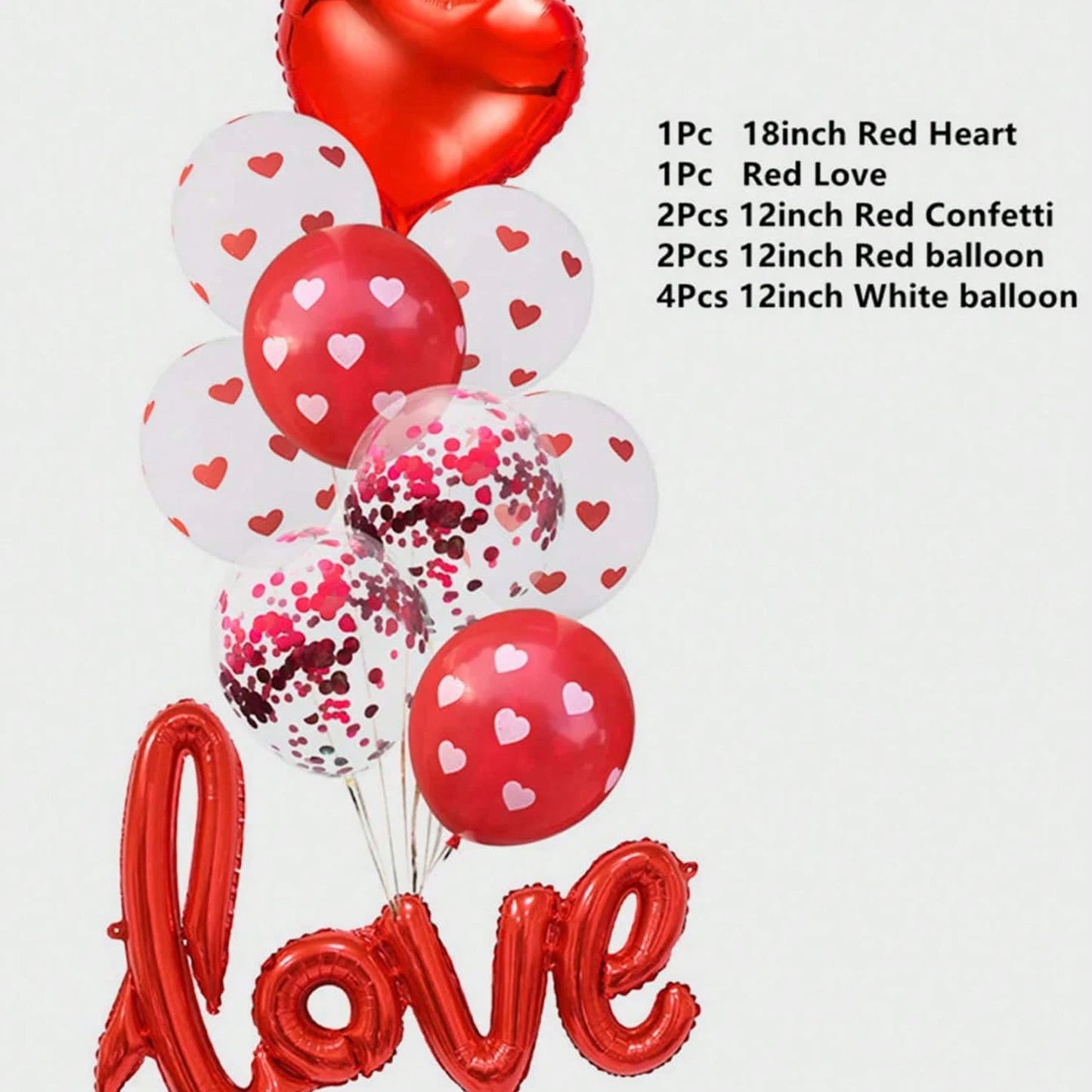 Love Printed Latex Balloons with Sequins – Romantic Decoration Set