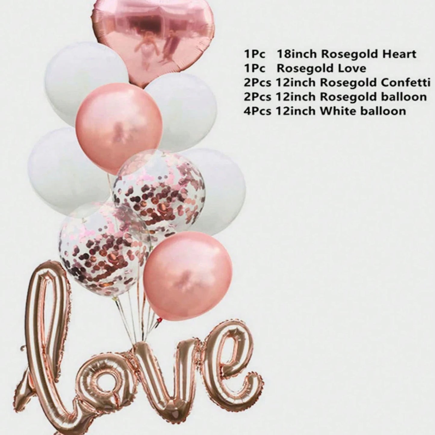 Love Printed Latex Balloons with Sequins – Romantic Decoration Set